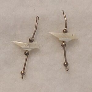 Native American Sterling Fetish Mother Of Pearl Birds Liquid Silver Earings